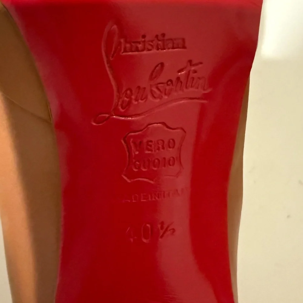 Christian Louboutin Insectika 100 Seta Caramel Tan High Heels 40.5